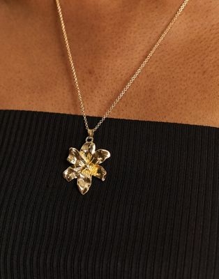 DesignB London festival flower pendant necklace in gold - GOLD