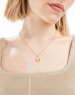 DesignB London flower pendant necklace in gold
