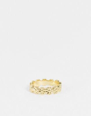 DesignB London flower ring in gold tone