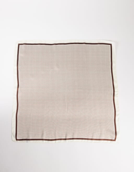DesignB London - Foulard marrone neutro a quadri, 3 di 3
