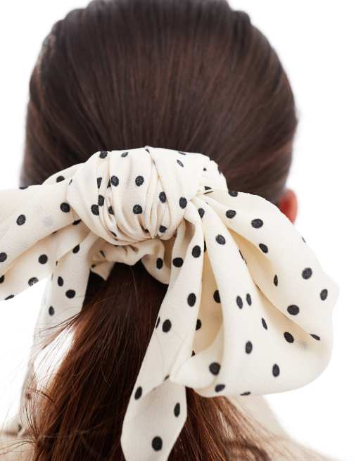 DesignB London - Foulard pour cheveux à pois - Blanc , 4 de 4