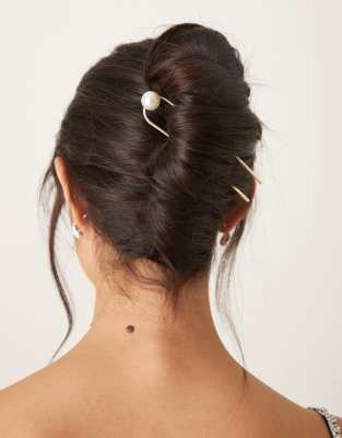 DesignB London - Französische Haarnadel in Goldoptik mit Perlendetail-Goldfarben