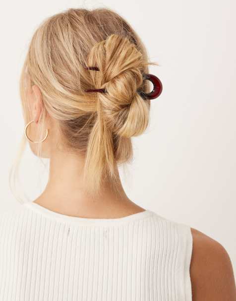DesignB London french hair pin in burgundy - view 1