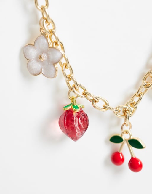 DesignB London fruit charms necklace in gold, 4 of 4