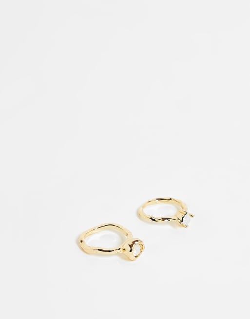 DesignB London – Gehämmerte Opalringe im 2er-Pack in Gold