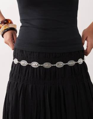 DesignB London - Gehämmerter Western-Kettengürtel in Silberoptik