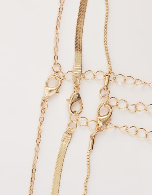 DesignB London - Gelaagde ketting met hanger in goud, 3 van 4