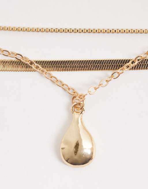 DesignB London - Gelaagde ketting met hanger in goud, 4 van 4