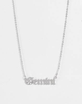 DesignB London Gemini stainless steel star sign necklace in silver