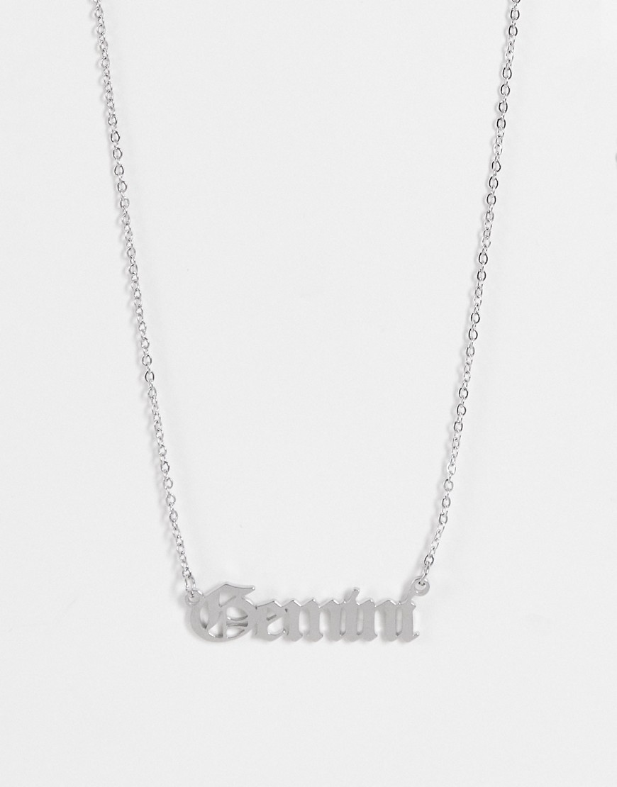 DesignB London Gemini stainless steel starsign necklace in silver