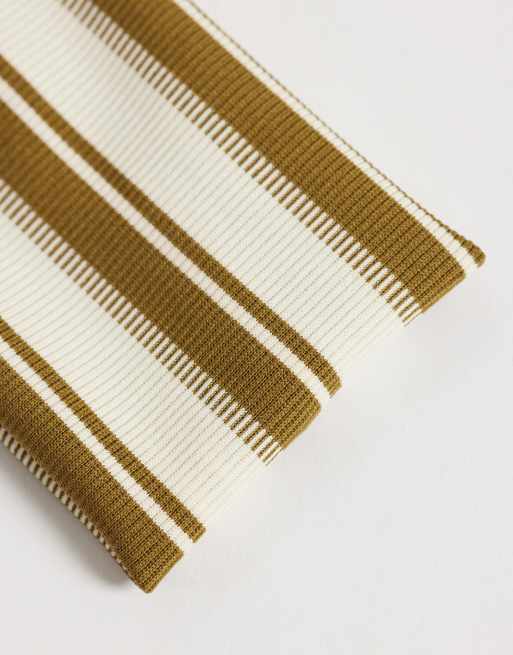 DesignB London gestreiftes Stretch-Haarband in Oliv und Cremeweiß, 3 von 3