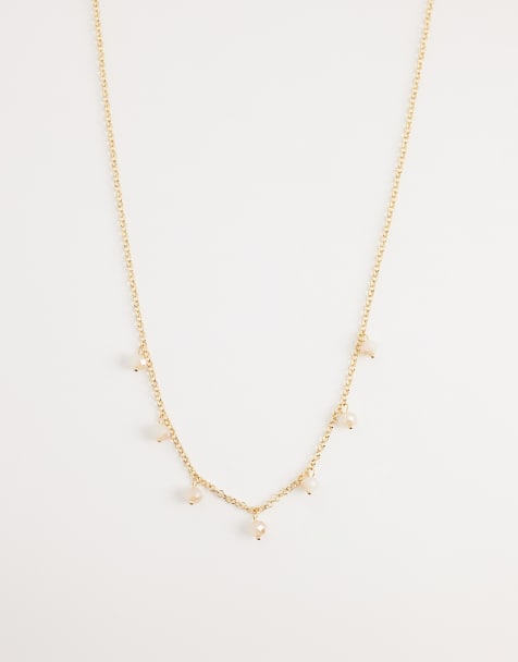 DesignB London glass bead chain necklace in gold - view 1