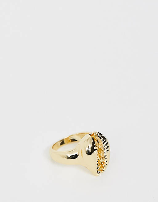 DesignB London gold cowrie shell ring