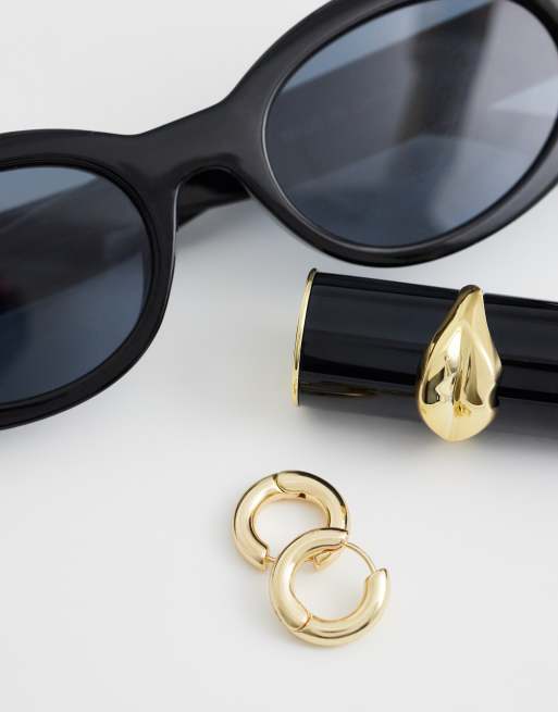 DesignB London gold huggie hoop earrings, 2 of 4