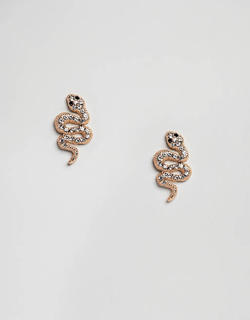 DesignB London Gold Snake Earrings