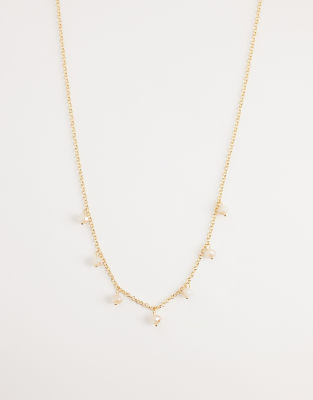 DesignB London - Goldfarbene Gliederhalskette mit Glasperlen