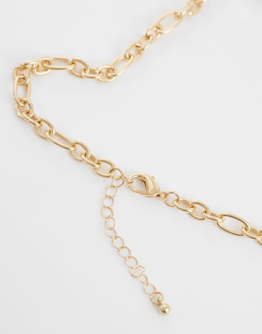 DesignB London – Goldfarbene Halskette mit Steinverzierung, 2 von 3