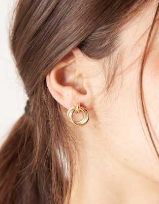 DesignB London - Goldfarbene Ohrringe im mehrlagigem Türklopfer-Design