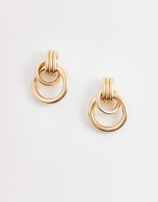 DesignB London - Goldfarbene Ohrringe im Vintage-Türklopfer-Design