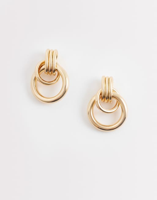 DesignB London – Goldfarbene Ohrringe im Vintage-Türklopfer-Design