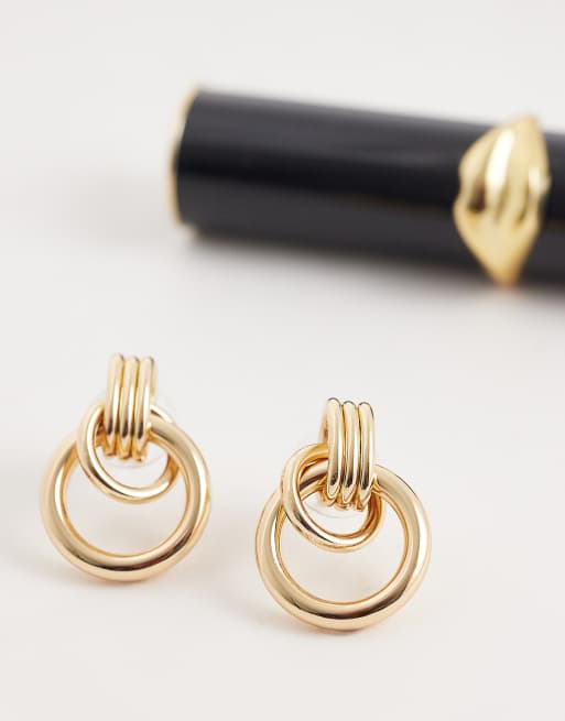 DesignB London – Goldfarbene Ohrringe im Vintage-Türklopfer-Design, 2 von 4