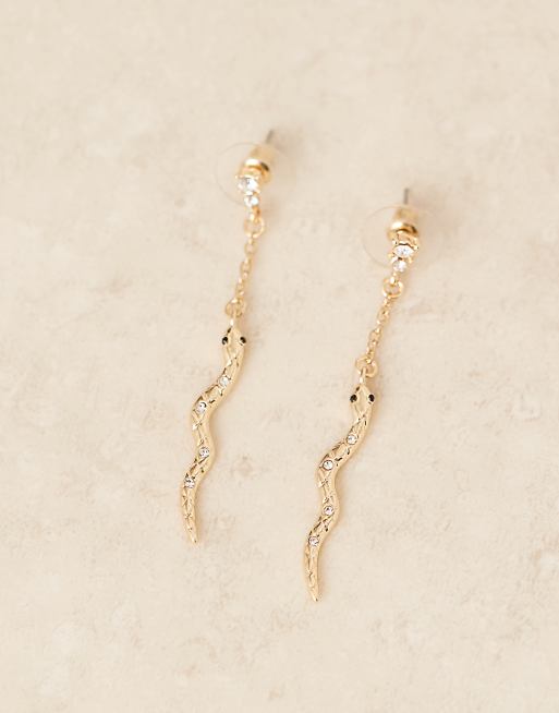 DesignB London – Goldfarbene Ohrringe mit Schlangenanhänger, 2 von 3