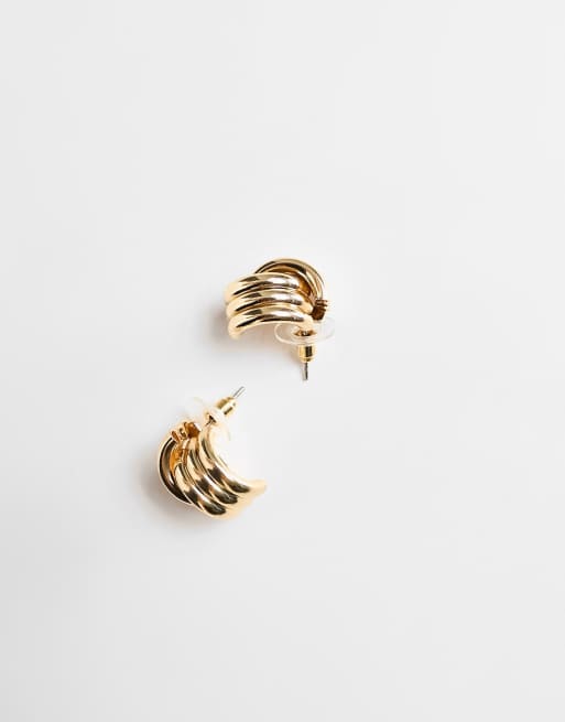 DesignB London – Goldfarbene Ohrstecker im Stil der 80er-Jahre, 3 von 4