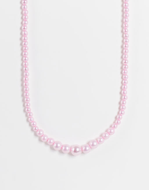 Faux pink clearance pearl necklace