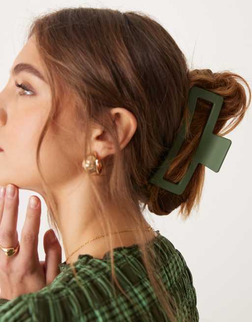 DesignB London - Grande pince à cheveux - Vert foncé