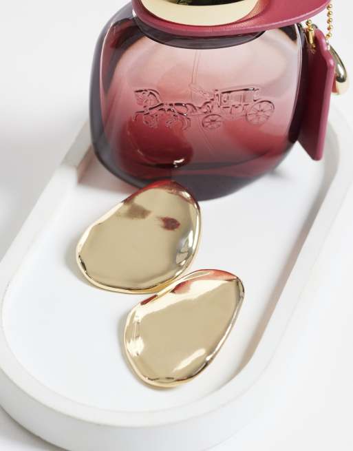 DesignB London grandes boucles d'oreilles clous effet galet doré, 2 de 4