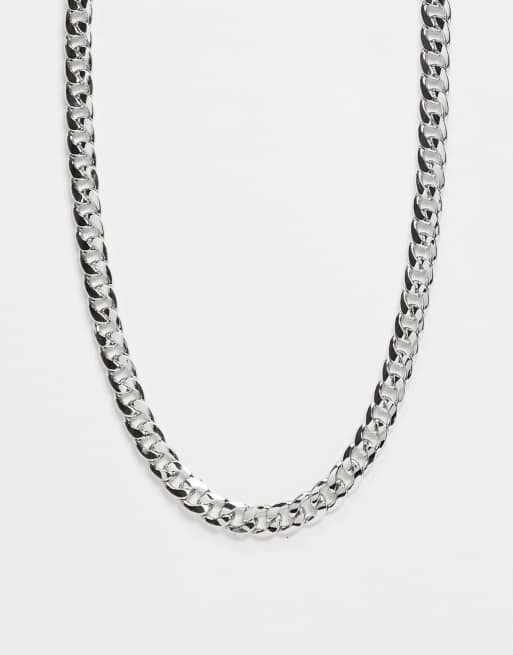 DesignB London – Grobgliedrige, lange Halskette in Silber
