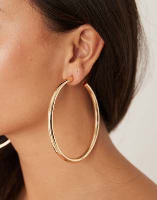 DesignB London - Große Creolen in Goldoptik, 76 mm-Goldfarben