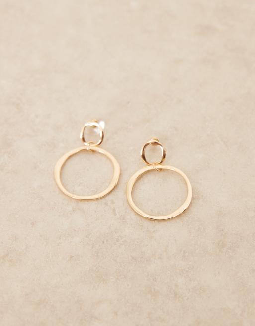 DesignB London - Grote statement oorknopjes met ringen in goud, 2 van 3