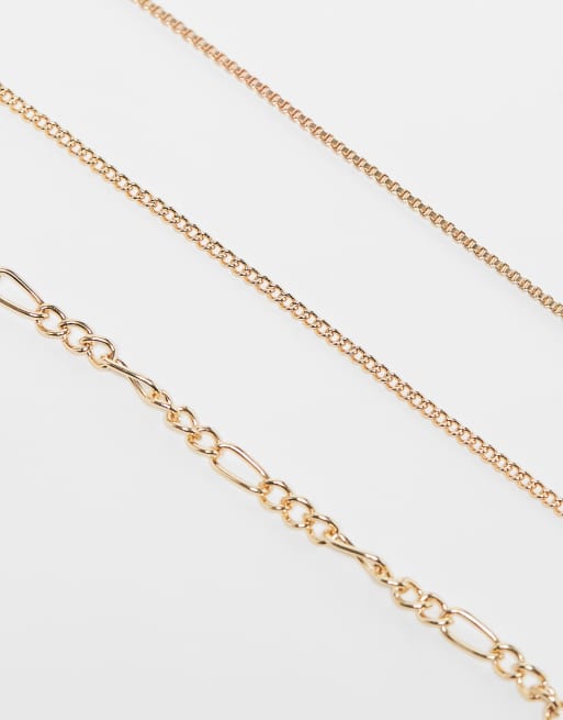 DesignB London – Guldfärgade halsband med puffigt hjärthänge, 3-pack, 2 av 4