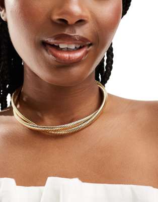 DesignB London – Guldfärgat, grovt, strukturerat halsband 