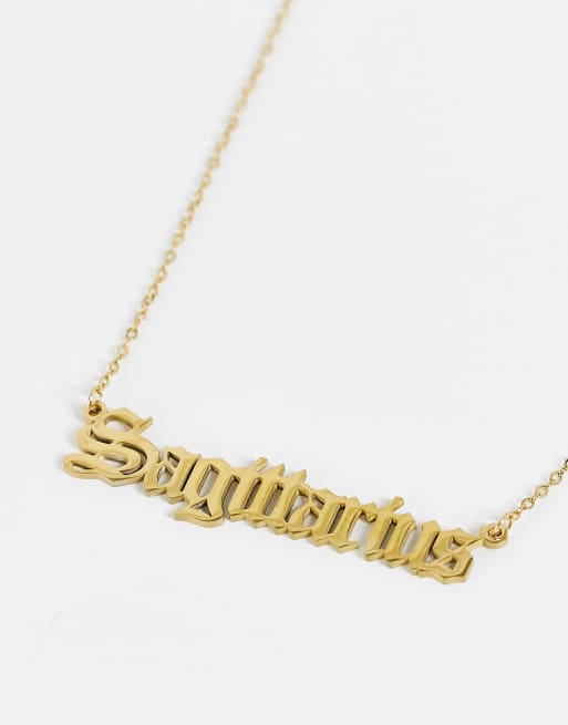 DesignB London – Guldfärgat halsband i rostfritt stål med "Sagittarius"-text , 4 av 4