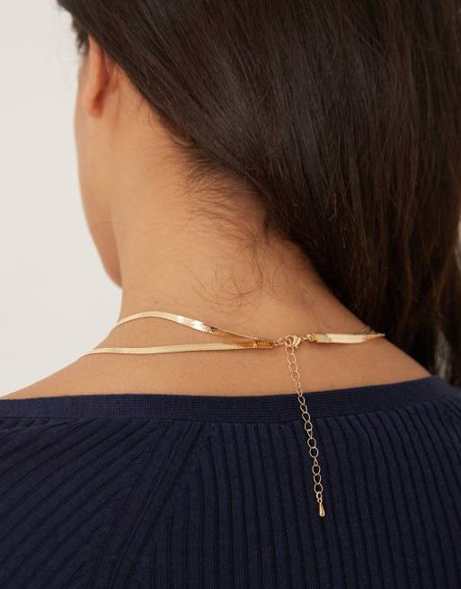 DesignB London – Guldfärgat halsband med flera ormkedjor, 3 av 3