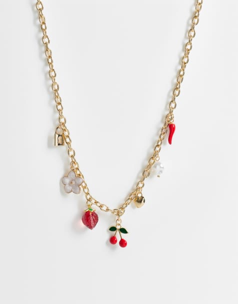 DesignB London – Guldfärgat halsband med frukthängen - view 1
