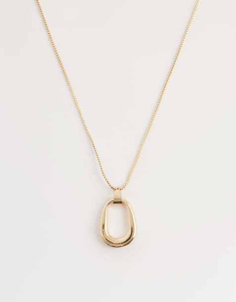 DesignB London – Guldfärgat halsband med ihåligt, smält hänge - view 1