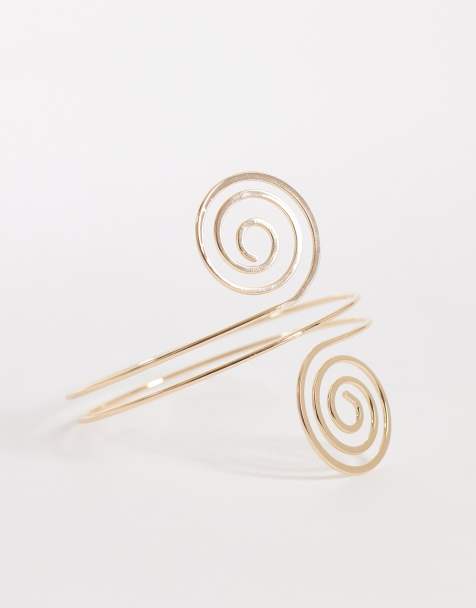 DesignB London - Guldfarve statement-armring med spiralform - view 1