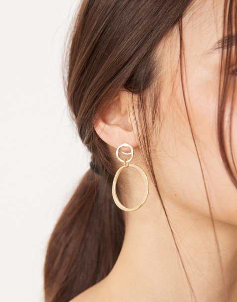 DesignB London - Guldfarvede ørestikker med store statement-hoops - view 1