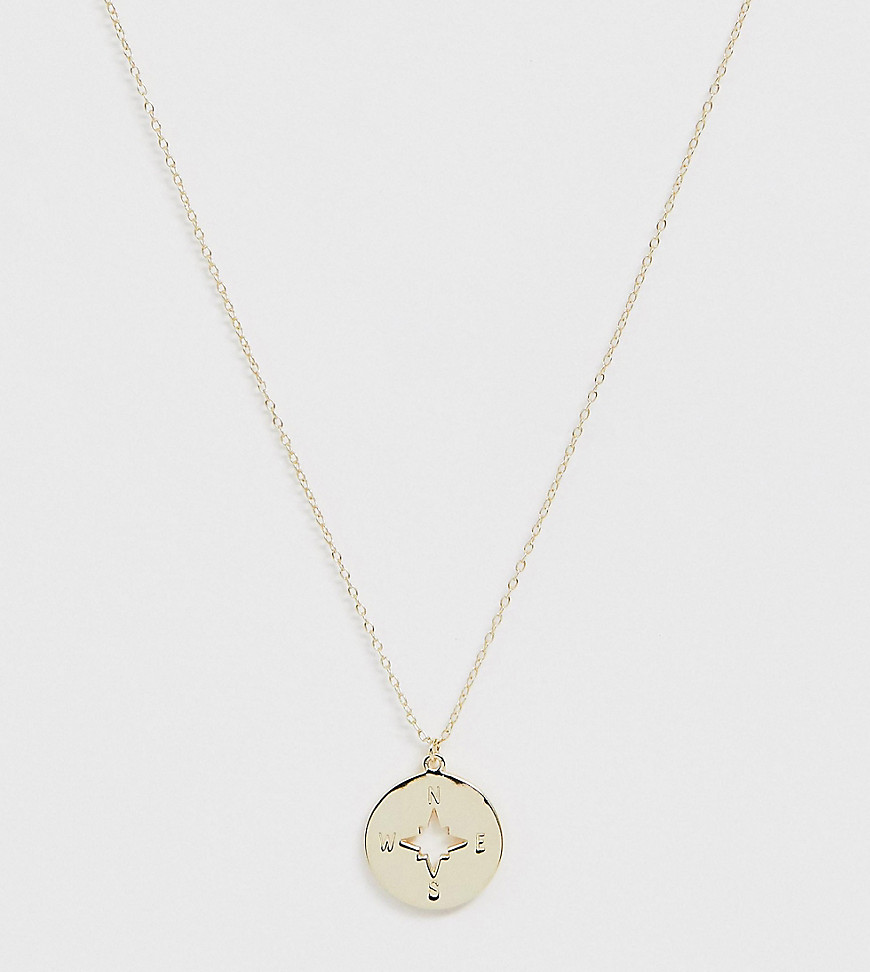 DesignB London – Guldpläterat halsband i äkta silver med kompasshänge