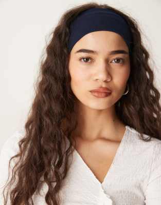 DesignB London - Haarband aus Jersey in Marineblau