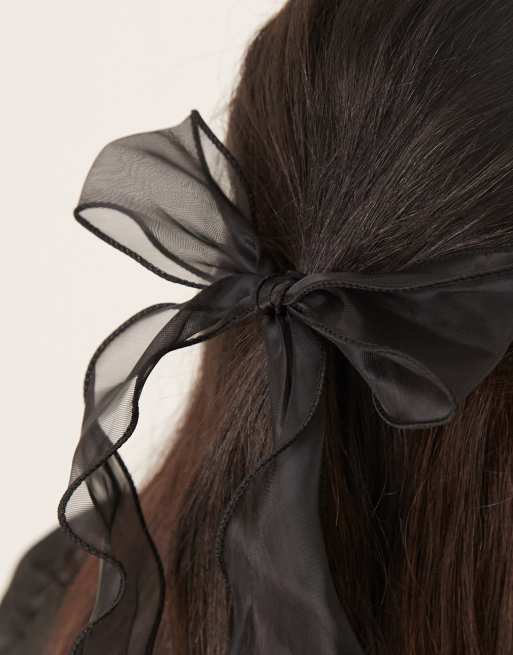 DesignB London - Haarelastiek met strik in zwart, 2 van 3