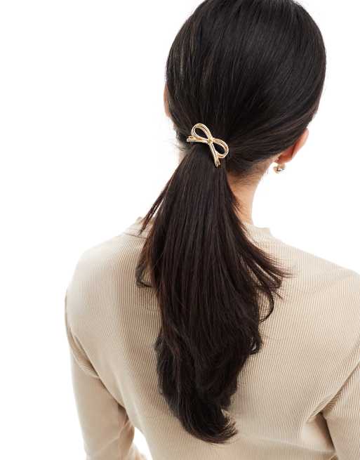 DesignB London – Haargummi mit Schleifen-Detail in Gold , 3 von 4