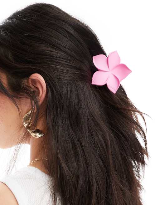 DesignB London – Haarklammer in Rosa mit Blumendesign 