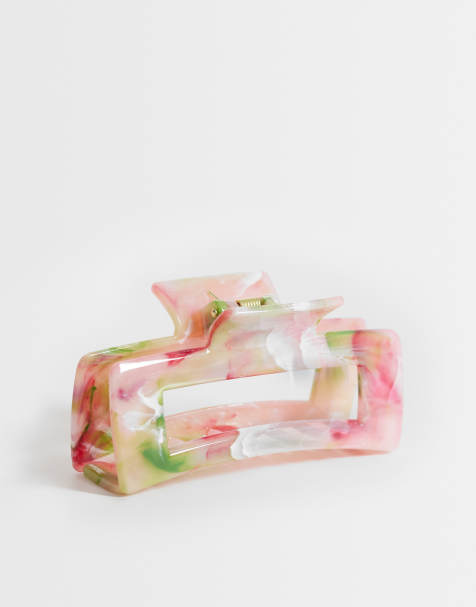 DesignB London – Haarklammer in Rosa mit Marmormuster - view 1