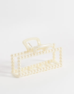 DesignB London - Haarklammer in Weiß mit Perlenverzierung
