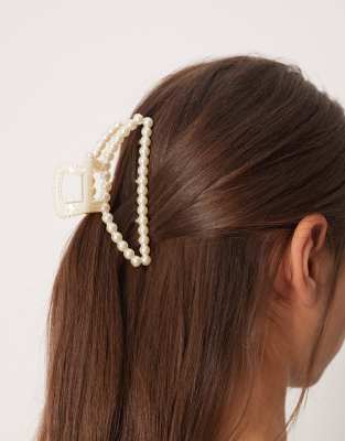 DesignB London - Haarklammer mit Perlenbesatz-Weiß