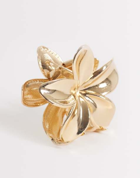 DesignB London - Haarklem met Hawaiiaanse bloemvorm in goud - view 1